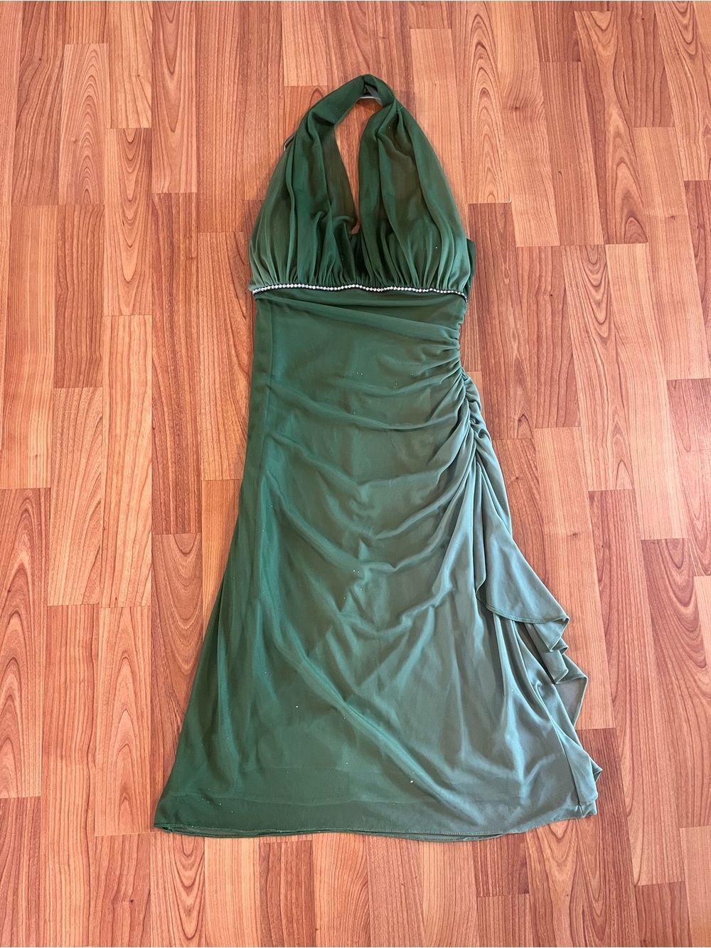 Elegant Green ombré sparkly Halter Dress- size 4